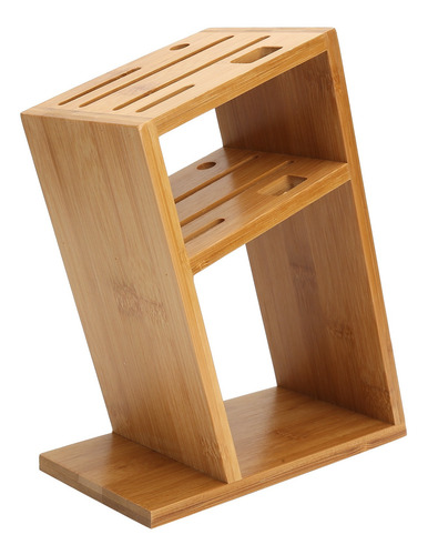 Cuchillero De Cocina Hueco Soporte De Bambú Soporte Inclinad