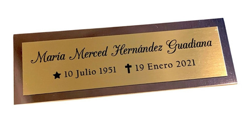 Placa Para Nicho Funerario Metálica Personalizada