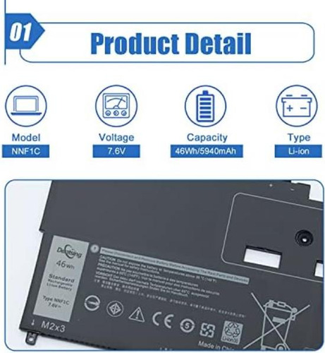 Dentsing Bateria Nnf1c P/ Dell Xps 13 9365 2 En 1 Nnf1c.