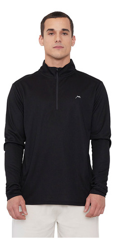 Polerón Hombre Deportivo Half Zipper Negro Corona