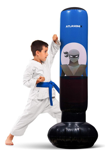 Saco Boxeo Inflable Para Niño Bolsa Ninja Pie Rebote Karate