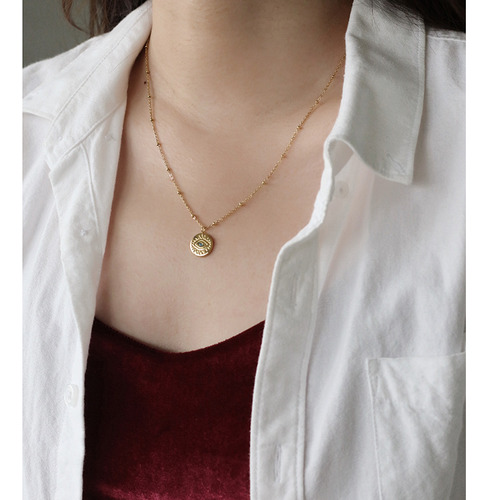 Collar Redondo Con Forma De Moneda Dorada Con Forma De Ojo D