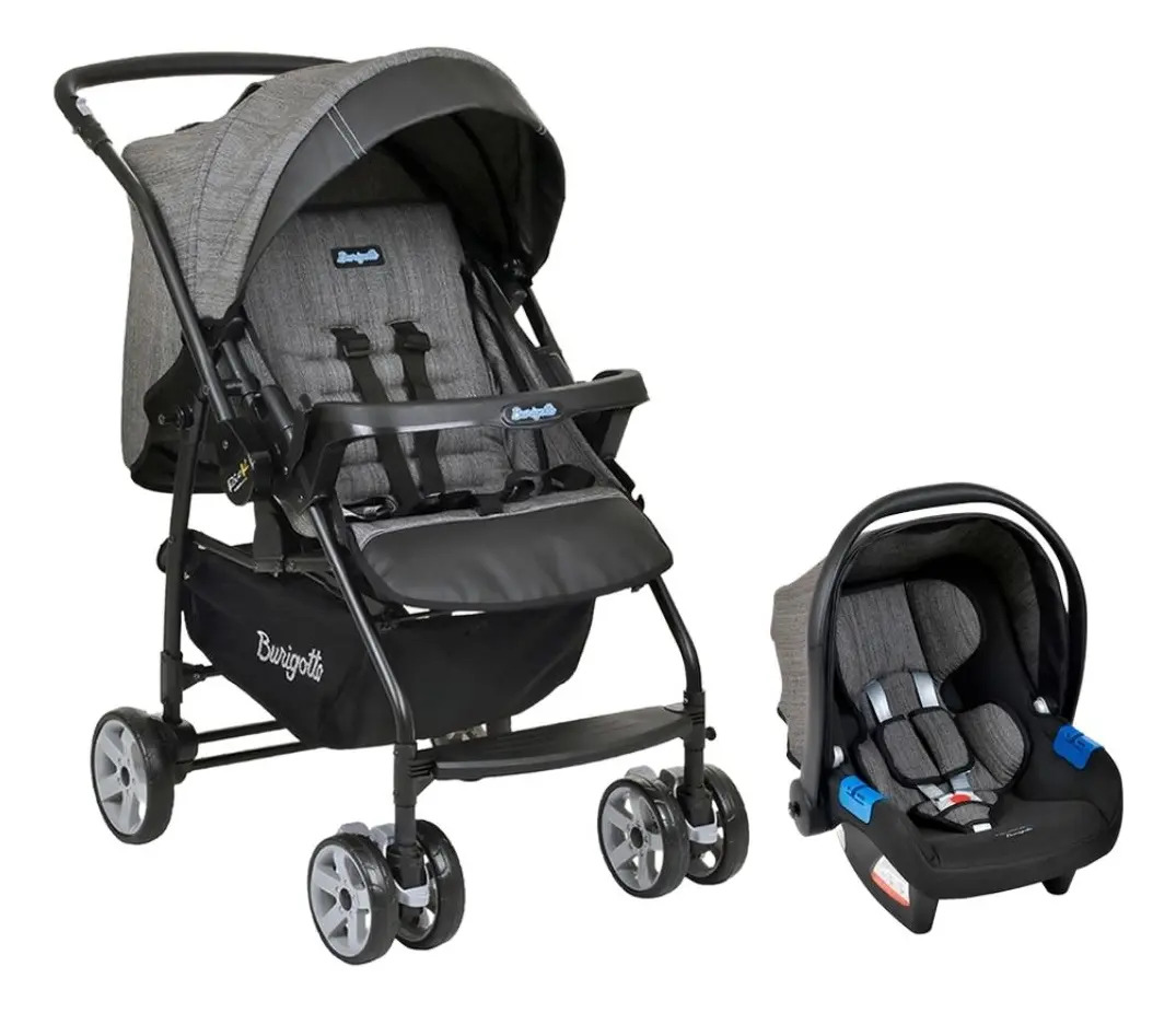 Burigotto Carrinho de Bebê com Bebê Conforto Rio K, Mesclado Preto