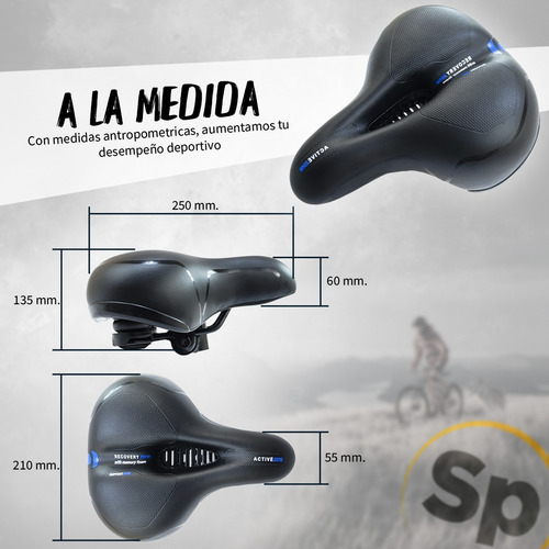 Imagen 3 de 10 de Asiento Urbano Comfort Reflejante Para Bicicleta Negro/azul