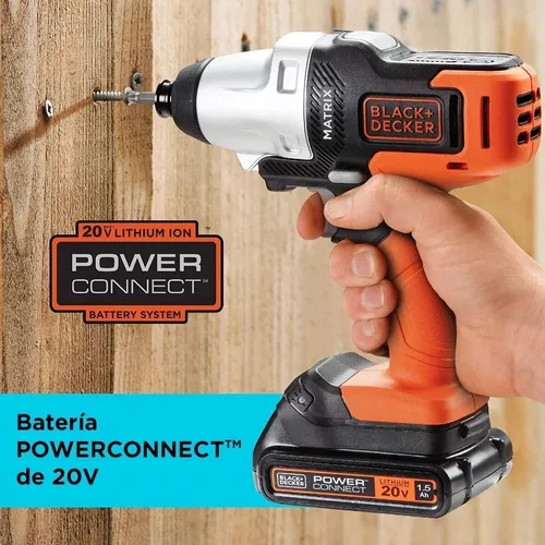 BLACK+DECKER Kit de taladro inalámbrico MATRIX de 20 V, blanco y naranja  con accesorio de sierra de calar de matriz para taladro inalámbrico