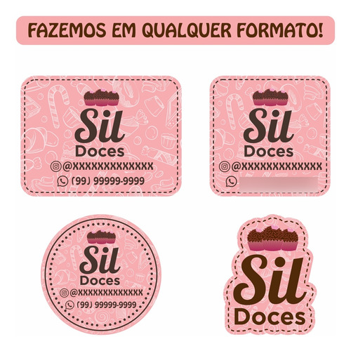 6000 Adesivos Personalizados 4x4cm Não Rasga - 12 Modelos