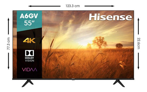 Imagen 2 de 6 de Pantalla Led Hisense 55 Ultra Hd 4k Smart Tv 55a6gv Vidaa Os