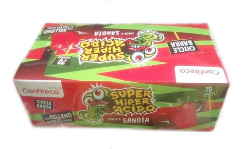 Chicle Barra Super Hiper Ácido Sandia - Caja X 70 Und