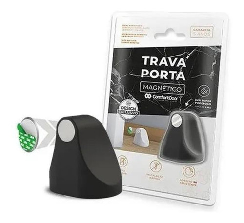 Imagem 2 de 6 de Limitador De Porta Magnético Preto Fosco Prático E Universal