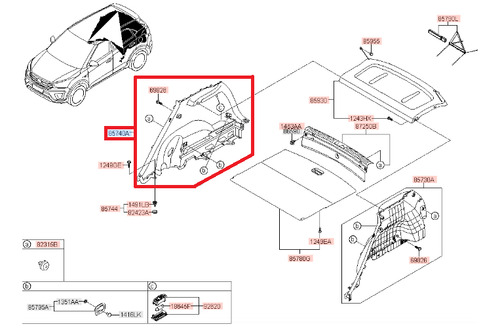 Revestimento Lateral Porta-malas Direito  Hyundai Creta 2020