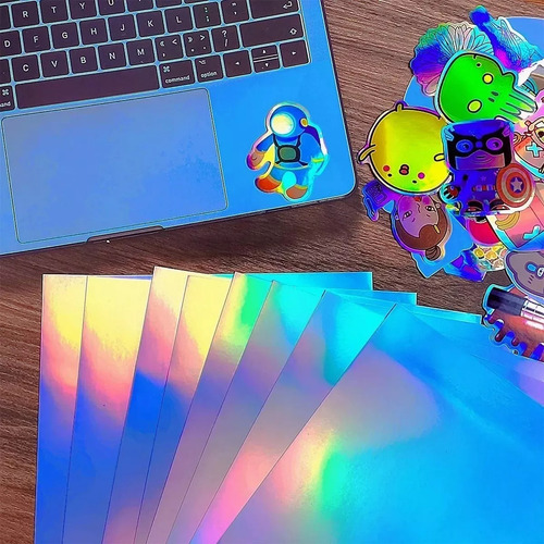 Vinil Adhesivo Holográfico A4 Para Impresión Láser Inkjet Autoadhesivo Impermeable Resistente A Desgarros Muramaudi 24 Piezas Cuatro Formas Mezcladas 21 Cm × 29.7 Cm