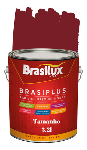 Tinta Vermelho Escuro Parede Lavável Fosca Brasiplus 3,2l