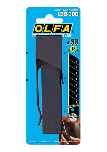 Lâmina 18mm Profissional Olfa Lbb-30b Ultra Black 30 Lâminas