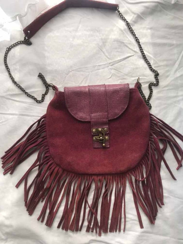 Cartera De Cuero Color Bordovino. Bandolera.