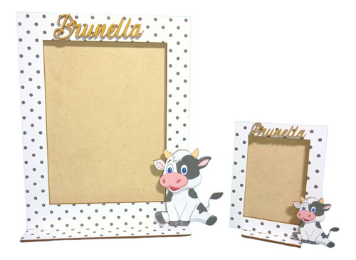 10 Souvenir Porta Fotos + 1 Central Vaca Lola Laminado Mdf
