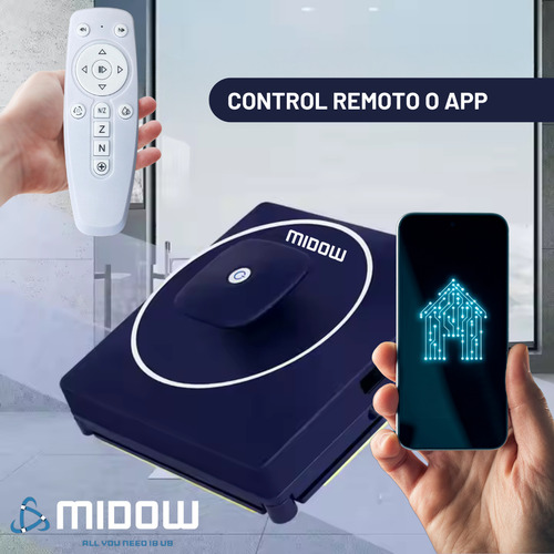 Robot Limpia Vidrios Inteligente Midow Interior Exterior 72w Control Remoto App Deposito De Liquidos