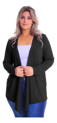 Cardigan Com Bico Pluz Size Casaco De Malha Blusa Feminino