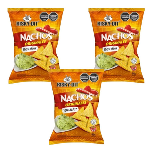 Nachos Sin Tacc Risky Original Maiz Snacks Crujientes 90g X3
