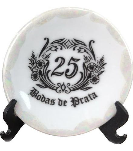 Kit 5 Mini Pratinhos Bodas De Prata 25 Anos 4,5cm