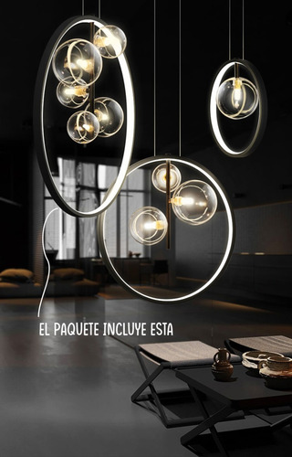 Imagen 5 de 8 de Lampara Decorativa De Techo Colgante Tipo Aro Burble Alb