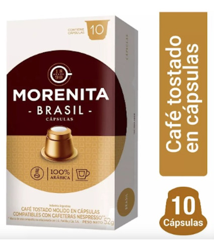 Cápsulas Café La Morenita Brasil X 10 Unidades