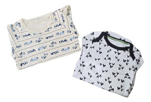 Pack 2 Bodys Manga Larga Estampados Algodón Bebés 6-9 Meses