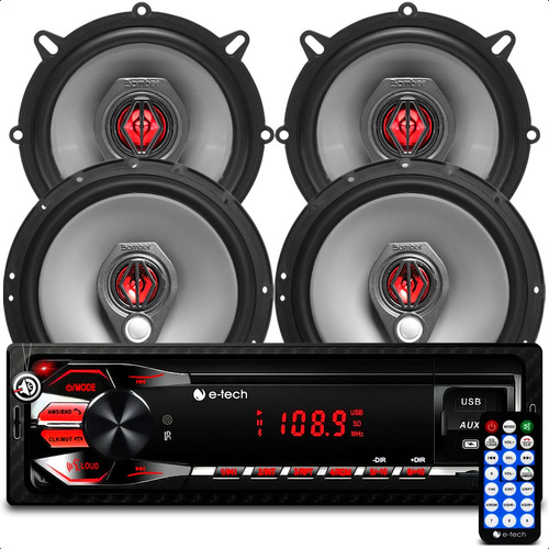  Kit Rádio Com Blueooth E 4 Alto Falantes Bomber Bbr 50wrms