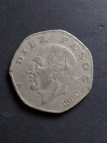 Moneda 10 Pesos Hidalgo 1980