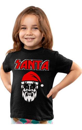 Playera Negra De Niño O Niña De Santa Claus Metalero 