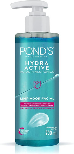 Pond's Limpiador Facial Hydra Active Acido Hialurónico 200ml Tipo De Piel Todo Tipo De Piel