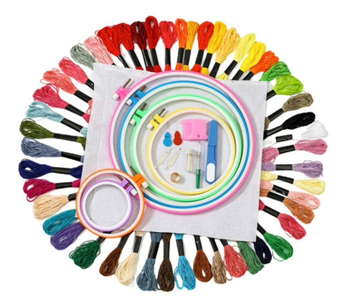 De Herramientas De 6 Aro De Plástico + Hilo De 100 Colores
