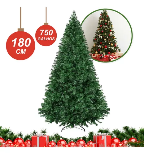 Árvore De Natal Artificial Pinheiro Luxo 1,80 Altura 750 Galhos Decoração  Diferente