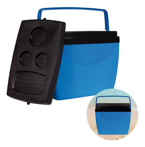 Caixa Térmica Cooler Com Alça Mor 34 Litros Azul E Preto