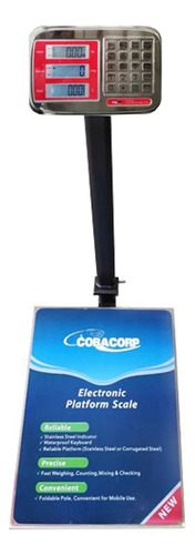 Báscula Comercial Digital Cobacorp Bcr-300 300kg Con Mástil 110v Naranja 49 cm X 39 cm