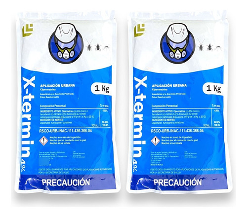 Insecticida En Polvo 1 Kg Chinches Cucarachas Hormigas 2 Pz