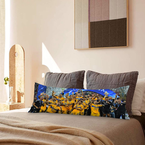 Cojin Almohada Larga Tigres Campeón Clausura 2023 45x110cm Diseño De La Tela Lisa