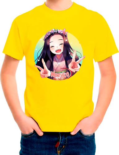 Polera Estampada 100%algodón Niña Nezuko Exclusiva Moda 2022