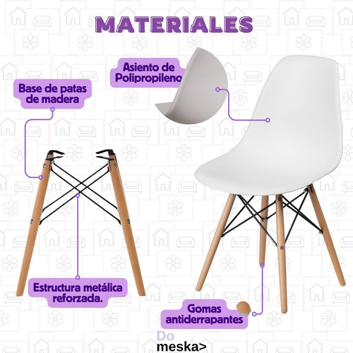 Set 6 Sillas Eames Minimalista Para Jardin Salas Comedor