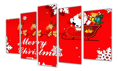 Cuadro 60x100cm Navidad Rojo Renos Papa Noel Jo Jo Jo