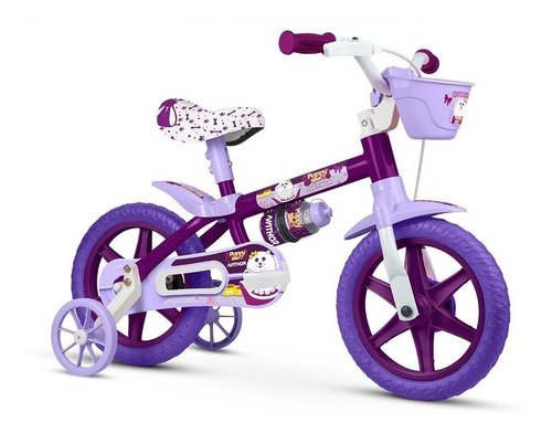 Bicicleta Infantil Menina Roxa Aro 12 Puppy - Nathor