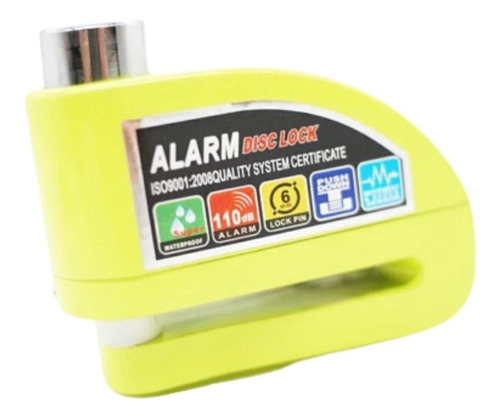 Imagen 2 de 5 de Candado Traba Disco Con Alarma Moto Freno Bici Premium Llave
