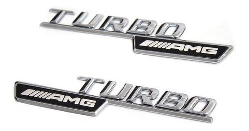 Logo X2 Emblema Mercedes Benz Amg Turbo Cromado 14 X 2.7cms