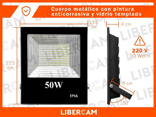Imagen 4 de 10 de Reflector Led 50w Exterior Alta Potencia Multiled Ip66 Frio