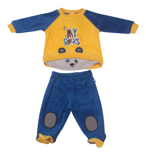 Conjunto Plush Bebe Niño Azul Pillin