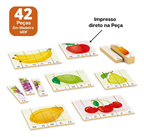 Quebra Cabeça Infantil Educativo Soletrar Bichinhos E Frutas