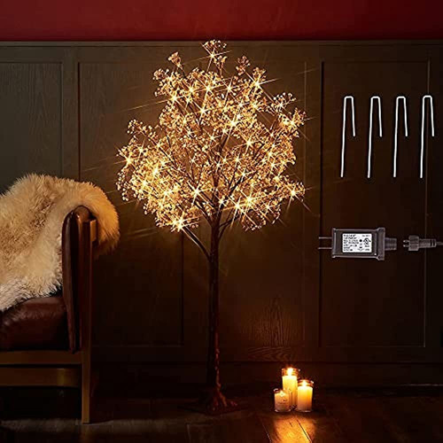 Árbol De Gypsophila Iluminado Hairui 4ft 90 Led Flores Artif