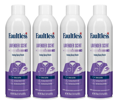 Almidón En Aerosol Faultless Acabado Firme Lavanda 20oz 4pz