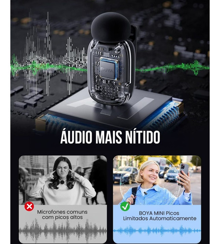 Microfone Sem Fio Boya Boya Mini-04 Lightning Lapela Preto Cinza-escuro