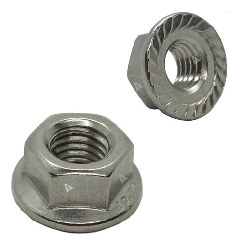 50 Pzs Tuerca Hexagonal Flange Con Brida Inoxidable M10