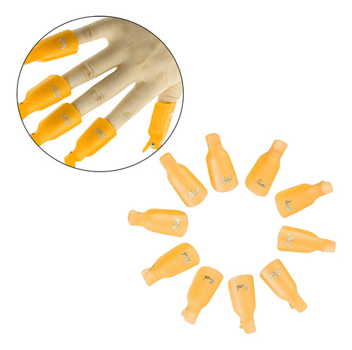 2 Nail Art Gel Caps Soak Off Clip Limpiador Naranja